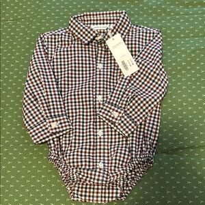 Janie and Jack Red and Navy Button-down Onesie